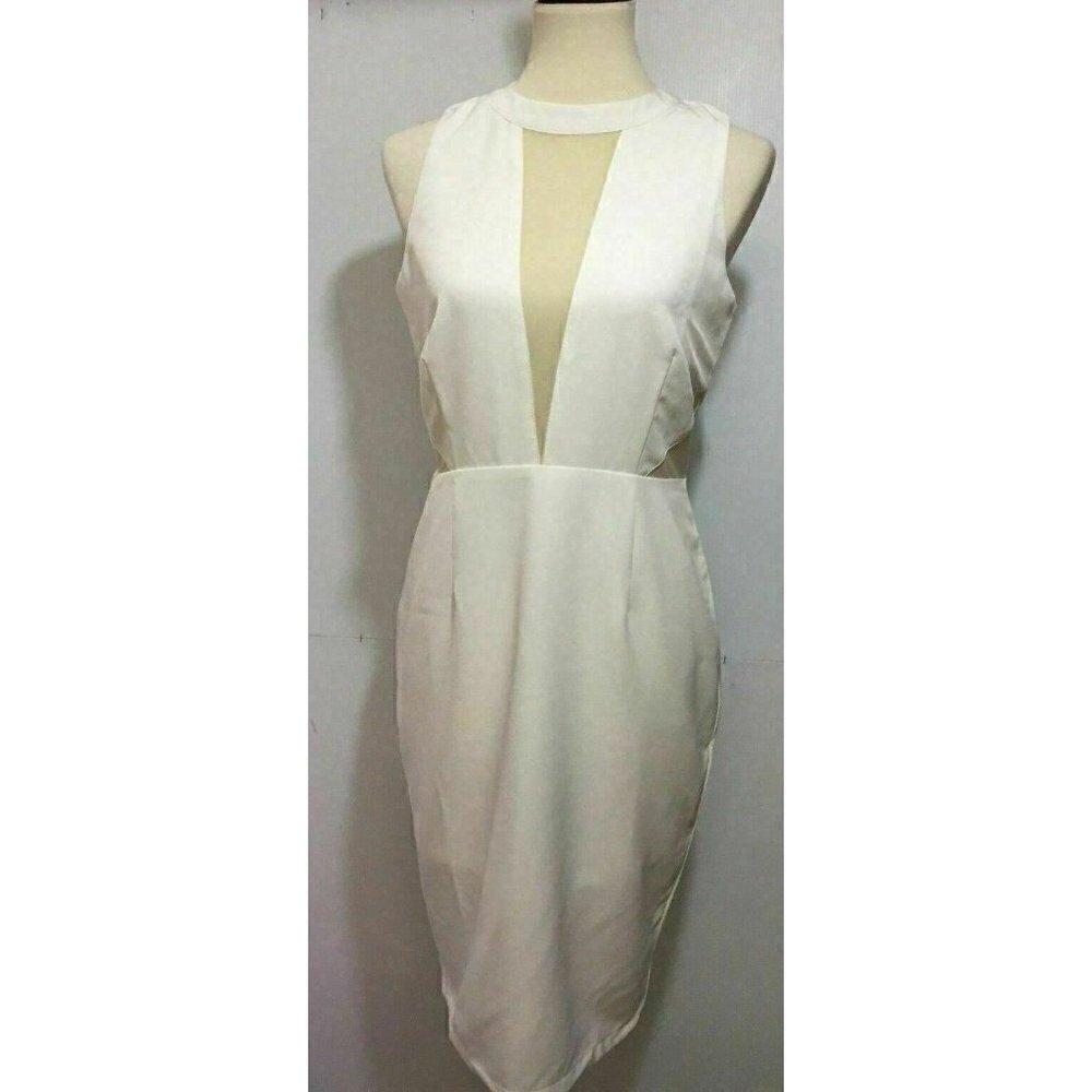 Glamorous Women's Mesh White Shift Dress M - Picture 10 of 11
